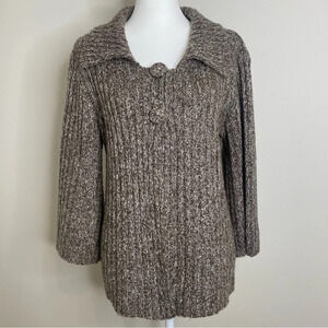 By Design Chunky knit Collar Cardigan oversized button 3 quarter Sleeve …